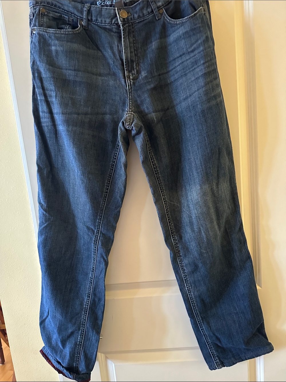 Eddie Bauer Relaxed Blue Denim Flannel Lined Jeans